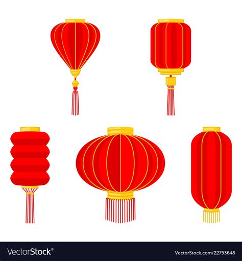 Cartoon red chinese lantern collection Royalty Free Vector