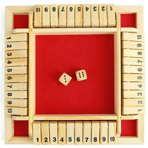 Pnellth Shut The Box 4 Sided Wooden Board Strategy Game Learning ...