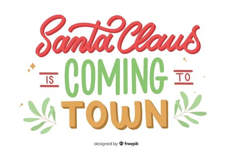 Free Vector | Santa claus is coming to town lettering