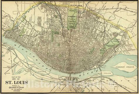 Historic Map : 1907 Map of the City of St. Louis : Vintage Wall Art - Historic Pictoric