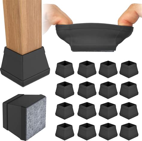 16PCS Square Silicone Chair Leg Floor Protector, Chair Leg Cover ...