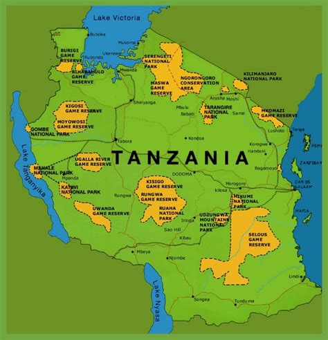 Tanzania national parks map - Ontheworldmap.com