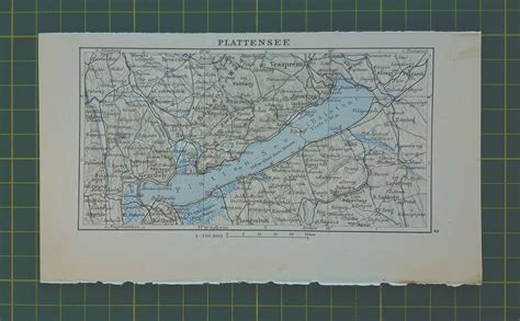 1929 Vintage Lake Balaton Map