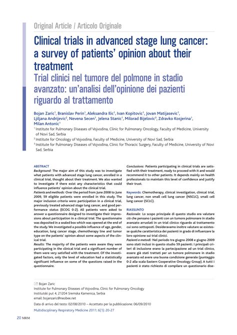 (PDF) Clinical trials in advanced stage lung cancer: A survey of ...