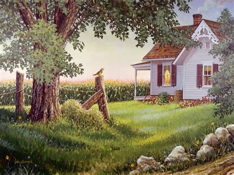 Country life painted by John Sloane in 2023 | Cottage art, Farm art, Country art