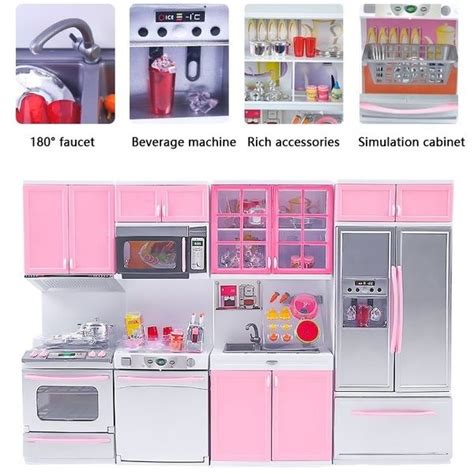 Deluxe Doll Size Kitchen Mini Barbie-sized Dollhouse Furniture Kids Pretend Play Cooking Set ...