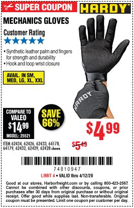 HARDY Mechanics Gloves for $4.99 | Mechanic gloves, Harbor freight tools, Gloves