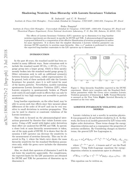 (PDF) Shadowing Neutrino Mass Hierarchy with Lorentz Invariance Violation