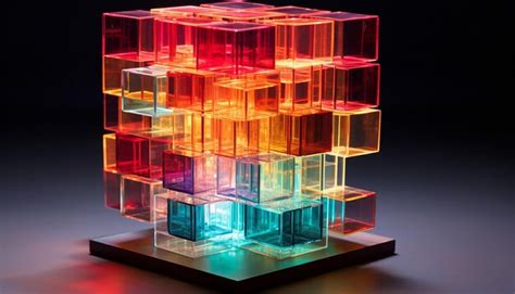 Premium AI Image | A sculpture composed of colored squares Nixie tube degree offset method ...