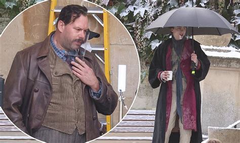 Timothee Chalamet enjoys a coffee break in the rain while filming Wonka ...