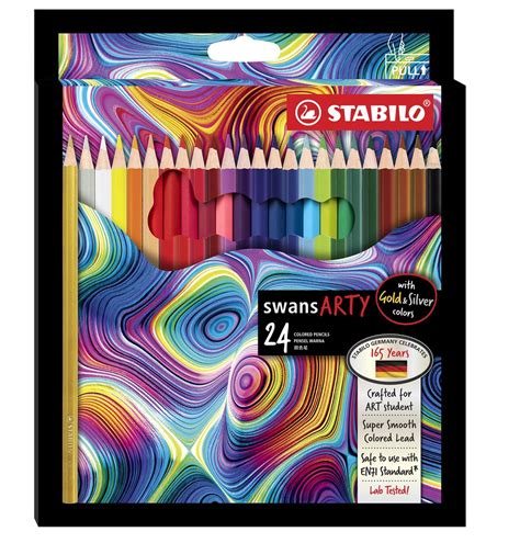 STABILO swans ARTY Coloured Pencils with Gold & Silver colors - Schwan-STABILO -Most colourful ...