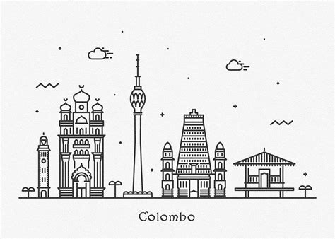 Colombo Cityscape Travel Poster Drawing by Inspirowl Design - Pixels