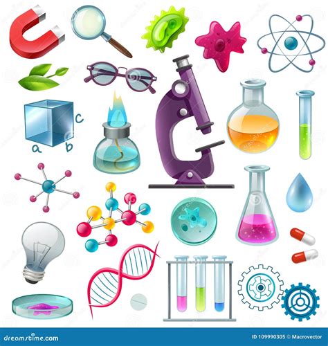 Science Icons Cartoon Set stock vector. Illustration of experiment ...