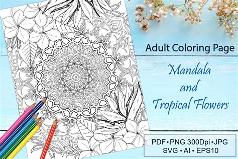 Mandala and Flowers Coloring Book Graphic by GalinArt · Creative Fabrica