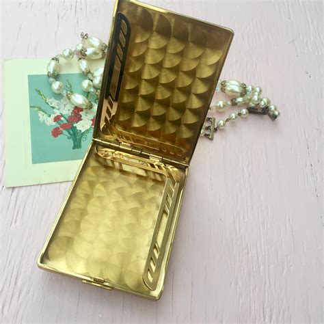 Vintage 1920s Cigarette Case, Vintage Brass Cigarette Case, Art Deco Cigarette Case