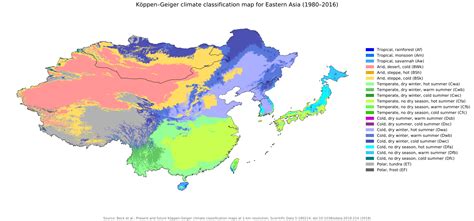 Koppen-Geiger Climate Classification Map - Eastern Asia : r/MapPorn