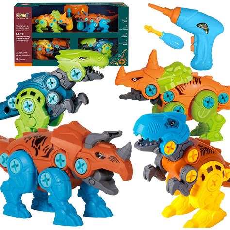 Dinosaur Toys for Kids Take Apart Building Construction Engineering Toy Set with Electric Drill ...