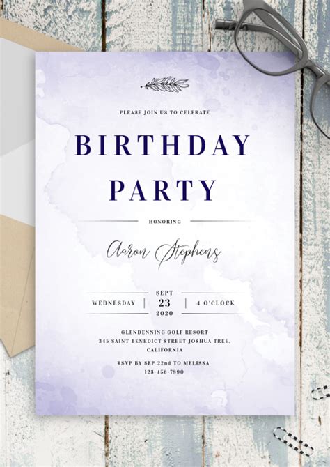 Invitations & Announcements Paper Male birthday celebration Birthday invite older male birthday ...