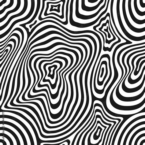 Vector monochrome seamless pattern, curved lines, striped black & white ...