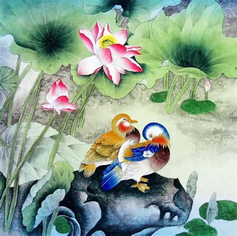 Chinese Mandarin Duck Painting Mandarin duck 2383010, 66cm x 66cm(26〃 x ...