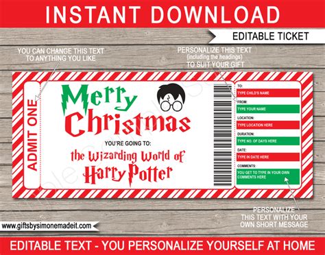 Christmas Wizarding World of Harry Potter Gift Tickets | Wizarding ...