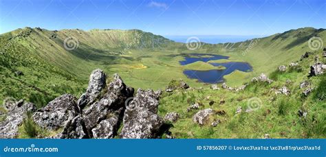 Volcano Crater On The Island Of Corvo Azores Portugal Stock Photo - Image: 57856207