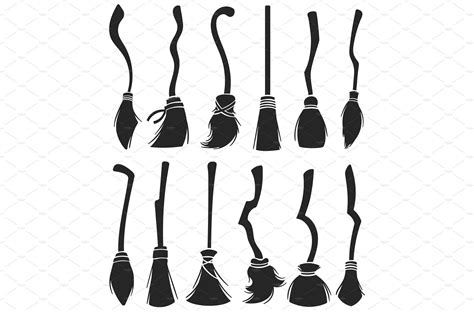 Stencil witch brooms. Magic – MasterBundles