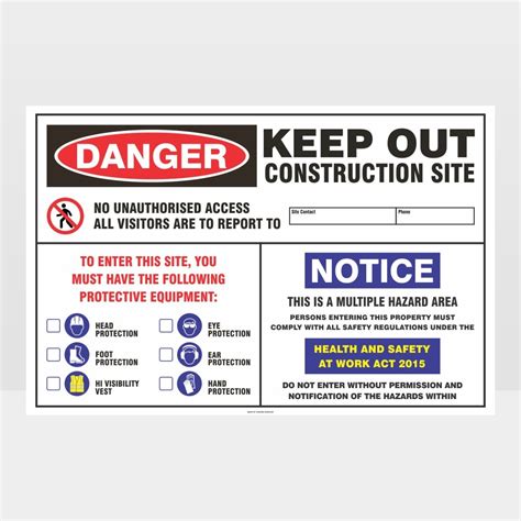 Danger Keep Out Construction Site Sign - Notice/Information Sign ...