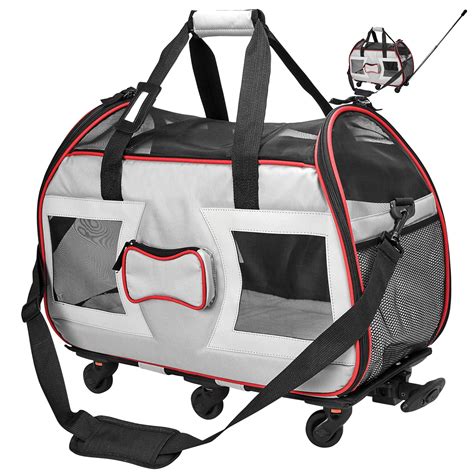 Katziela Airline Approved Removable Wheeled Pet Carrier for Small Pets ...