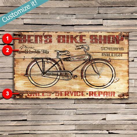 Personalized Bike Shop Wooden Sign | Rustic Cabin Decor | Vintage ...