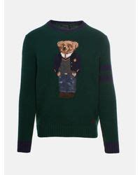 Polo Ralph Lauren Green Teddy Bear Sweater for Men | Lyst