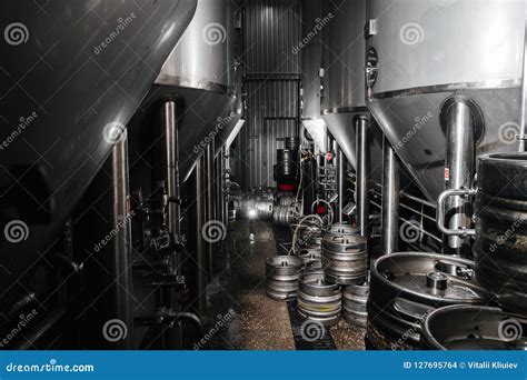 The Interior of the Brewery. Modern Beer Factory Stock Photo - Image of ...