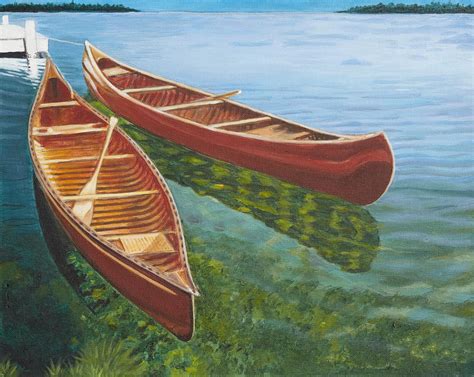 Two Canoes Painting by Liz Zahara