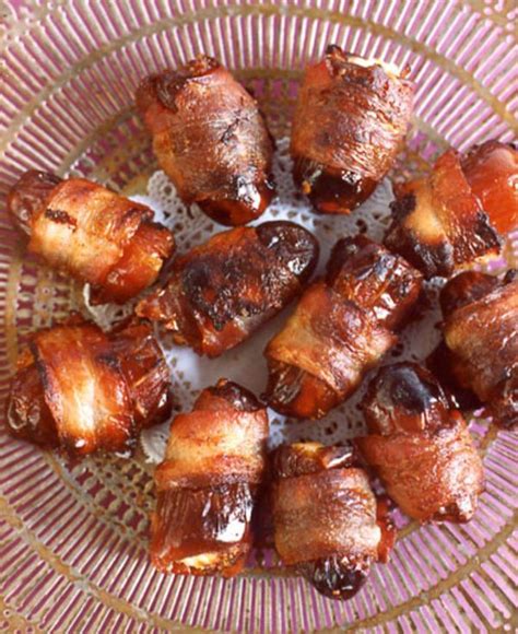 Retro Hors d'Oeuvres | Bacon wrapped dates, Bacon appetizers, Almond ...