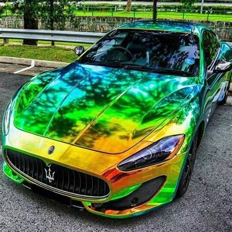 Rainbow Laser chrome car wrap vinyl green | TSAUTOP Car Wrap Vinyl Film