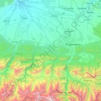 Prigorodny District topographic map, elevation, terrain