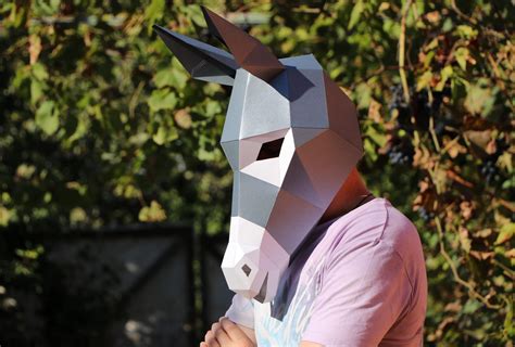 Donkey Mask DIY, Low Poly Mask, Paper Craft Mask, Pdf Template 3D Mask ...