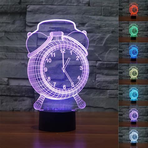 Creative Alarm Clock Night Light Table lamp 3D LED Night Light Acrylic ...