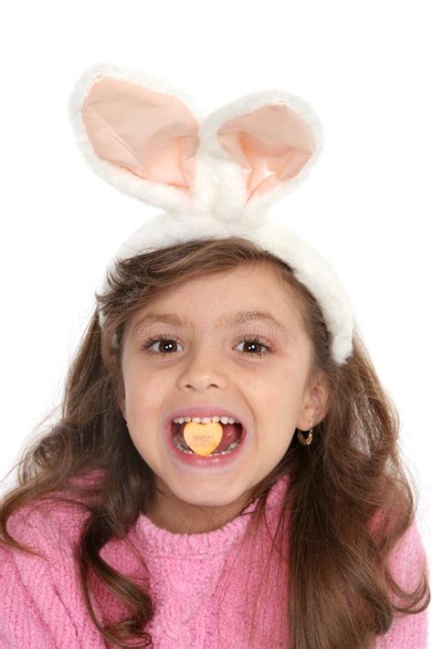 Cute girl with bunny ears stock image. Image of heart, vertical - 553181