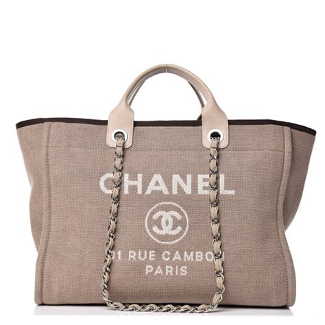 CHANEL Canvas Large Deauville Tote Ecru 415237 | FASHIONPHILE