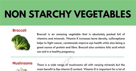 Non Starchy Vegetables: What Are They & their Amazing Benefits • 7ESL