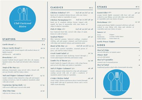 Dining Menu – CLUB EASTWOOD