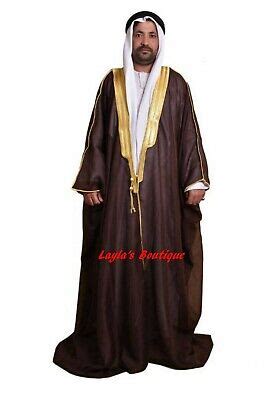 DARK BROWN BISHT CLOAK ARAB DRESS THOBE SAUDI MENS ROBE EID | eBay