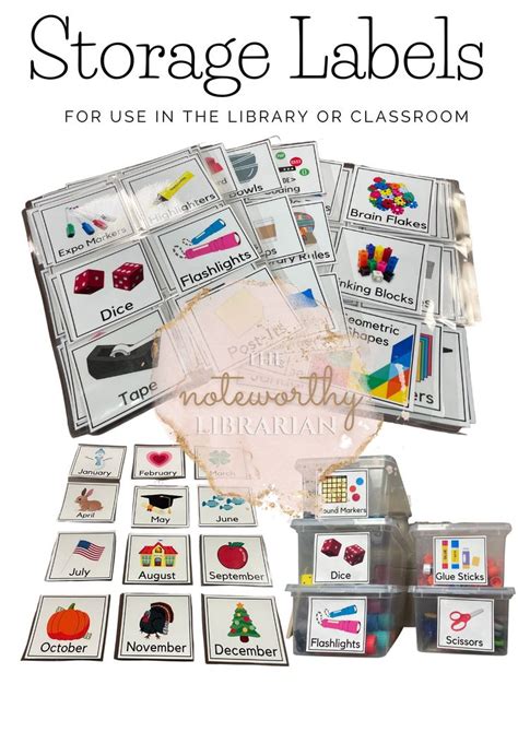 Storage Labels with Pictures | Storage labels, Art supplies labels, Library organization