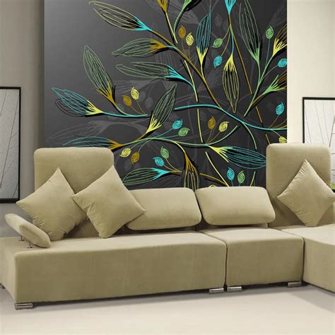 3D Abstract Wall Murals Dark Leaves HD Photo Wallpaper for Bedroom Wall Paper Custom Size 3d ...