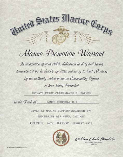 USMC E-2 E-3 Enlisted Promotion Warrant