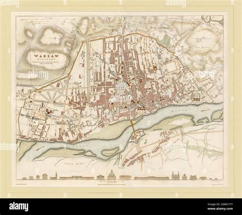 Old Map of Warsaw, Old Map of Warsaw, Map of Warsaw, Retro Map of ...