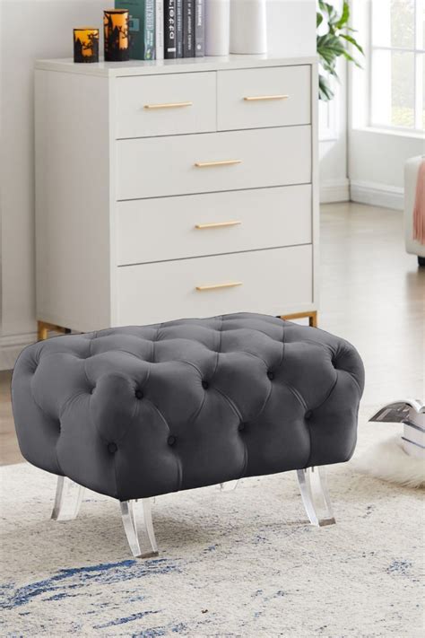 Grey velvet ottoman – Artofit