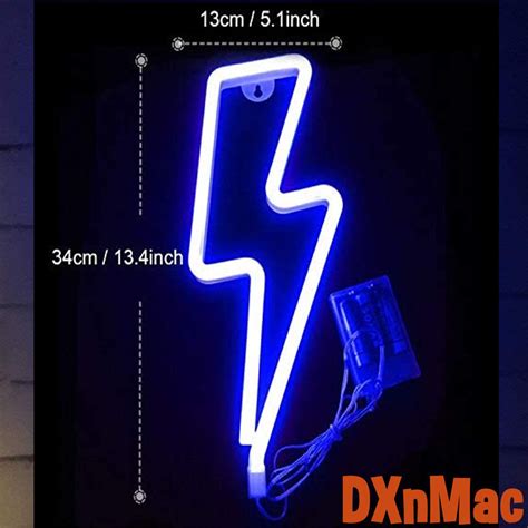 Blue Lightning Bolt Sign Neon LED Light Bedroom Wall - Etsy