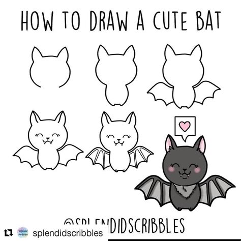 How to draw a bat by @splendidscribbles 🦇 Just in time for Halloween! | Easy halloween drawings ...